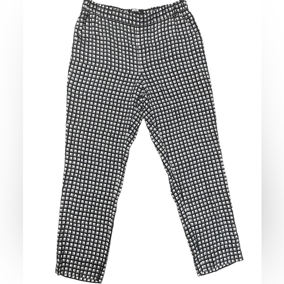 St.John Womens Silk Blend Black White‎ Checkered Straight Leg Pants Size Small - Picture 1 of 11